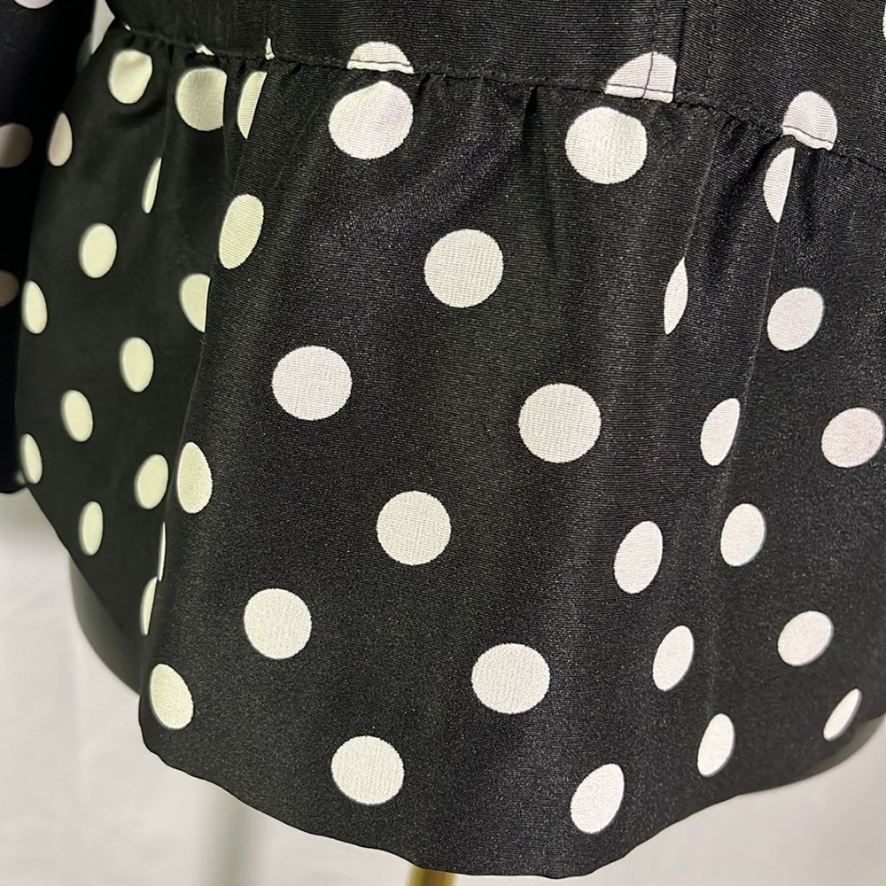 LOFT Black & White Jacquard Polka Dot Lightweight Peplum Hem Jacket - Picture 14 of 16
